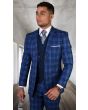 Statement Men's 3 Piece 100% Wool Fashion Suit - Sharp Windowpane Plaid