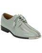 Roberto Chillini Men's Striped Satin Dress Shoes - Stylish Silver Tip