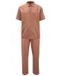 Silversilk Men's 2 Piece Short Sleeve Walking Suit - Textured Diamonds