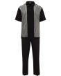 Silversilk Men's 2 Piece Short Sleeve Walking Suit - Patterned Stripes