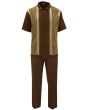 Silversilk Men's 2 Piece Short Sleeve Walking Suit - Patterned Stripes