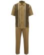 Silversilk Men's 2 Piece Short Sleeve Walking Suit - Patterned Stripes