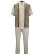 Silversilk Men's 2 Piece Short Sleeve Walking Suit - Patterned Stripes