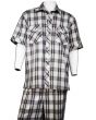 Canto Men's 2 Piece Short Sleeve Walking Suit - Fashion Windowpane