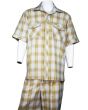 Canto Men's 2 Piece Short Sleeve Walking Suit - Fashion Windowpane