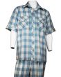 Canto Men's 2 Piece Short Sleeve Walking Suit - Fashion Windowpane