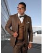 Statement Men's 3 Piece 100% Wool Fashion Suit - Striped Checker