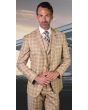 Statement Men's 3 Piece Wool Fashion Suit - Plaid Windowpane