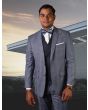 Statement Men's 3 Piece 100% Wool Fashion Suit - Striped Checker