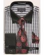 Avanti Uomo Men's French Cuff Dress Shirt Set - Striped Checker