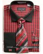 Avanti Uomo Men's French Cuff Dress Shirt Set - Striped Checker