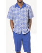 Montique Men's 2 Piece Short Set Walking Suit - Layered Checker