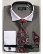 Avanti Uomo Men's French Cuff Dress Shirt Set - Textured Solid