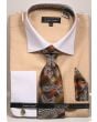 Avanti Uomo Men's French Cuff Dress Shirt Set - Herringbone