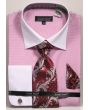 Avanti Uomo Men's French Cuff Dress Shirt Set - Herringbone