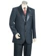 Canto Men's Outlet 3 Piece Denim Suit - Leather Collar