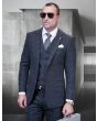 Statement Men's 3 Piece 100% Wool Fashion Suit - Modern Fit Plaid