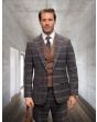Statement Men's 3 Piece 100% Wool Fashion Suit - Plaid Pattern