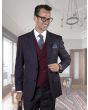 Statement Men's Outlet 2 Piece 100% Wool Jacket and Vest Set - Two Tone Windowpane