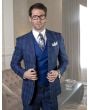 Statement Men's 3 Piece 100% Wool Suit - Plaid Windowpane