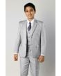 Tazio Boy's 5 Piece Outlet Suit in Solid Colors - Vested w/Shirt and Tie-Light Grey-7