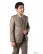 Tazio Boy's 5 Piece Suit Vested w/Shirt and Tie- Modern Peak Lapel