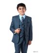 Tazio Boy's 5 Piece Suit with Free Shirt and Tie - Ultra Soft Sharkskin