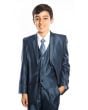 Tazio Boy's 5 Piece Suit Vested w/Shirt, Tie & Hanky - Sharkskin