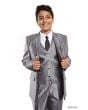 Tazio Boy's 5 Piece Suit with Shirt & Tie - Sharkskin