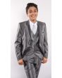 Tazio Boy's 5 Piece Suit Vested w/Shirt, Tie & Hanky - Two Tone Lapel