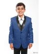 Tazio Boy's 5 Piece Suit with Shirt & Tie - Black Vest