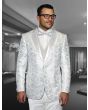 Statement Men's 3 Piece Modern Fit Tuxedo - Elegant Floral Pattern