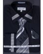 Fratello Men's Outlet French Cuff Dress Shirt Set - Houndstooth Patch