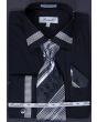 Fratello Men's Outlet French Cuff Dress Shirt Set - Houndstooth Patch