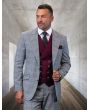 Statement Men's 100% Wool 3 Piece Suit - Thin Windowpane