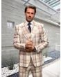 Statement Men's 3 Piece 100% Wool Plaid Fashion Suit - Cashmere Blend