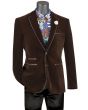 Vinci Men's Luxurious Velvet Slim Sport Coat - Faux Leather Trim