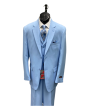 Zacchi Men's 3 Piece Poplin Outlet Suit - Solid Color Side Vents