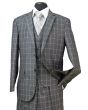 Loriano Men's 3 Piece Wool Blend Outlet Suit - Patterned Checker
