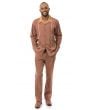 Montique Men's 2 Piece Long Sleeve Walking Suit - Tan Accents