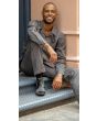 Montique Men's 2 Piece Long Sleeve Walking Suit - Tone on Tone Windowpane