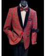 Zacchi Men's Fashion Sport Coat - Red Tartan Plaid