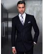 Statement Men's 2 Piece 100% Wool Double Breasted Suit - Bold Pinstripe