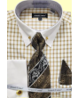 AVANTI UOMO MONOTONE GLEN CHECK ROUND WHITE COLLAR & CUFF DN131M CORAL