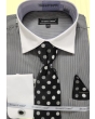 Avanti Uomo Men's French Cuff Dress Shirt Set - Micro Stripe