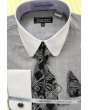 Avanti Uomo Men's Glen Check French Cuff Dress Shirt Set - Round Collar