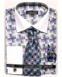 Avanti Uomo Men's French Cuff Shirt Set - Exotic Checkerboard