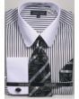 Avanti Uomo Men's French Cuff Shirt Set - Tab Collar Stripes