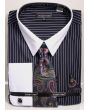 Avanti Uomo Men's 100% Cotton French Cuff Shirt Set - Bold Stripes