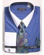 Avanti Uomo Men's 100% Cotton French Cuff Shirt Set - Bold Stripes